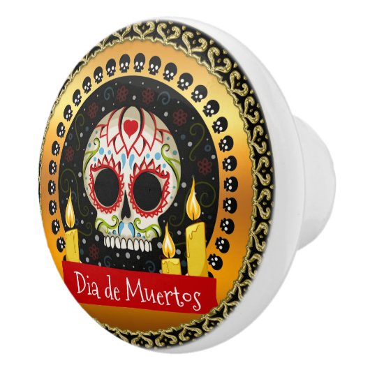 Suikerschedel bloeit intimiderend en eng keramische knop (Rechts)