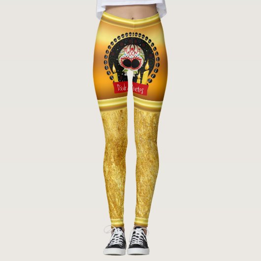 Suikerschedel bloeit intimiderend en eng leggings (Voorkant)