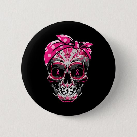 Suikerschedel Borstkanker Rijk lintje Ronde Button 5,7 Cm (Voorkant)