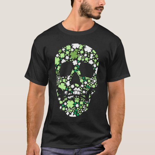 Suikerschedel C Skeleton Shamrock Irish St. Pat T-shirt (Voorkant)