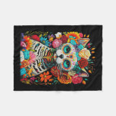 Suikerschedel Cat de los Muertos la Catrina Dag va Fleece Deken (Voorkant (Horizontaal))