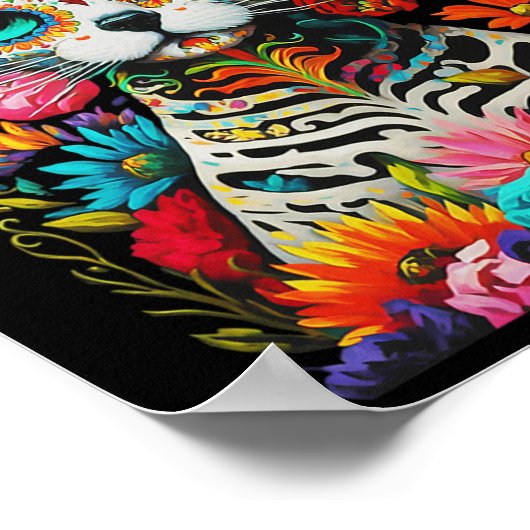 Suikerschedel Cat de los Muertos la Catrina Dag va Poster (Hoek)