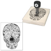 Suikerschedel, Dag van de Dood, 4 x 5 inch Rubber  Rubberstempel (Gestempeld)