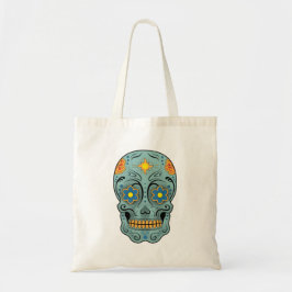 Suikerschedel (dag van de dood) (blauw) tote bag