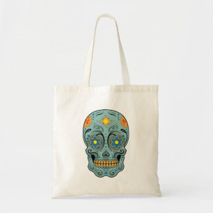 Suikerschedel (dag van de dood) (blauw) tote bag