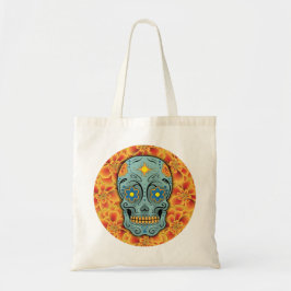 Suikerschedel (dag van de dood) (blauw) tote bag