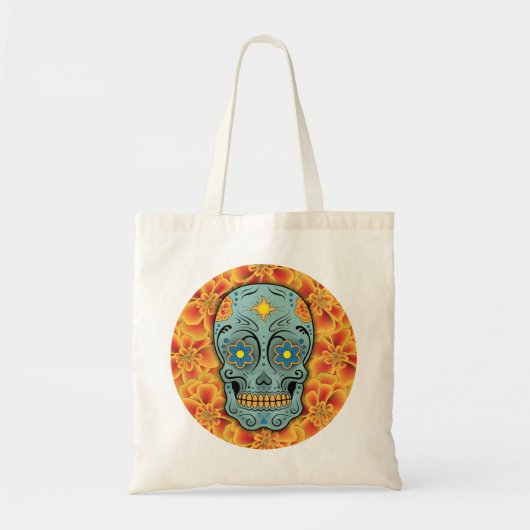 Suikerschedel (dag van de dood) (blauw) tote bag (Voorkant)