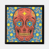 Suikerschedel - Dag van de dood (Blauwe Dagen) Magneet (Voorkant)