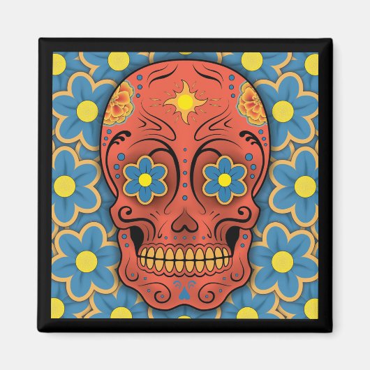 Suikerschedel - Dag van de dood (Blauwe Dagen) Magneet (Voorkant)