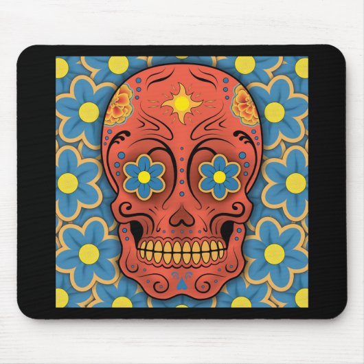 Suikerschedel - Dag van de dood (Blauwe Dagen) Muismat (Voorkant)