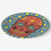 Suikerschedel - Dag van de dood (Blauwe Dagen) Papieren Bordje (Gekanteld)