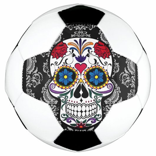 Suikerschedel "Dag van de dood" Damask Lace Custom Voetbal (Voorkant)
