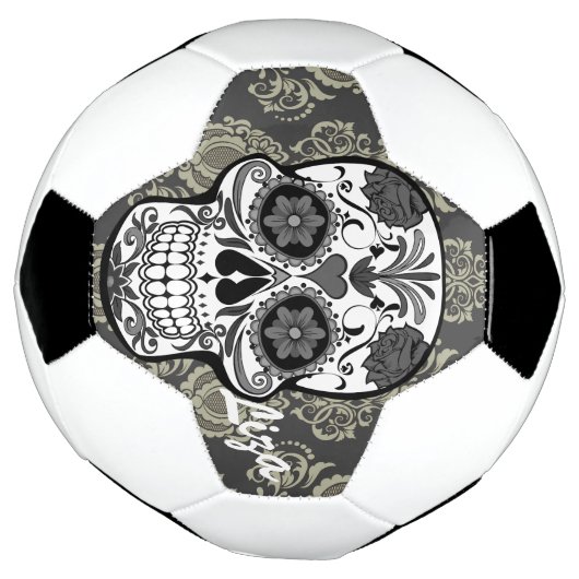 Suikerschedel "Dag van de dood" Damask Lace Custom Voetbal (Gedraaid)