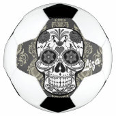 Suikerschedel "Dag van de dood" Damask Lace Custom Voetbal (Voorkant)