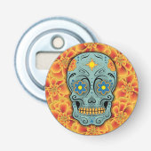 Suikerschedel - Dag van de dood (Marigold) Button Flesopener (Voorkant)