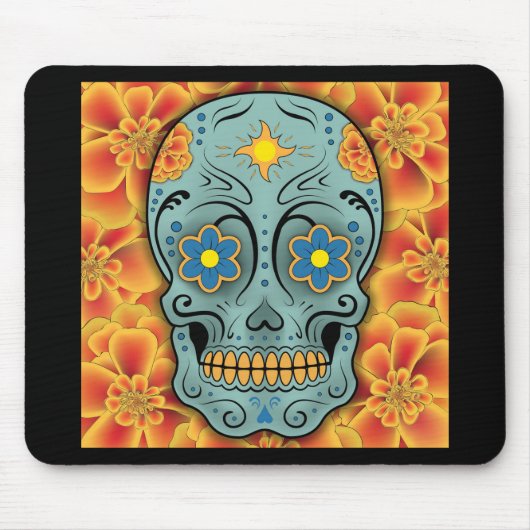Suikerschedel - Dag van de dood (Marigold) Muismat (Voorkant)