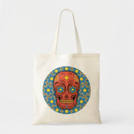 Suikerschedel (dag van de dood) (rood) tote bag