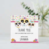 Suikerschedel Dia de la Muerte Halloween Birthday  Bedankkaart (Staand voorkant)