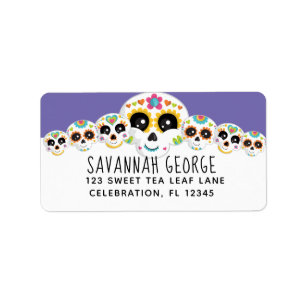 Suikerschedel Dia de la Muerte Halloween Birthday Etiket