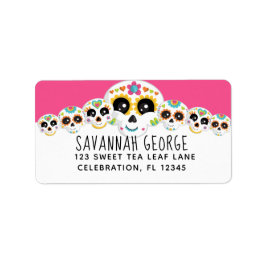 Suikerschedel Dia de la Muerte Halloween Birthday  Etiket