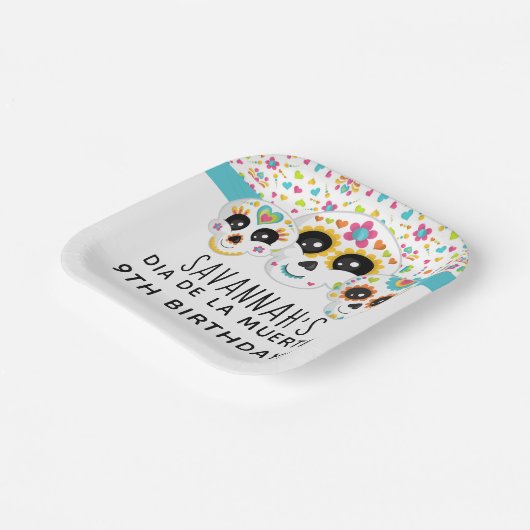 Suikerschedel Dia de La Muerte Halloween Birthday  Papieren Bordje (Gebogen)