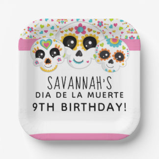 Suikerschedel Dia de La Muerte Halloween Birthday Papieren Bordje