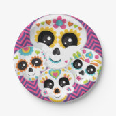 Suikerschedel Dia de La Muerte Halloween Birthday  Papieren Bordje (Voorkant)