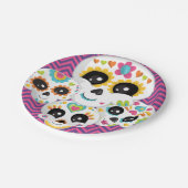 Suikerschedel Dia de La Muerte Halloween Birthday Papieren Bordje (Gekanteld)