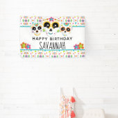 Suikerschedel Dia de la Muerte Halloween Birthday  Spandoek (Insitu)