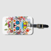 Suikerschedel Dia De Los Muertos Dag van de dood Bagagelabel (Voorkant (horizontaal))