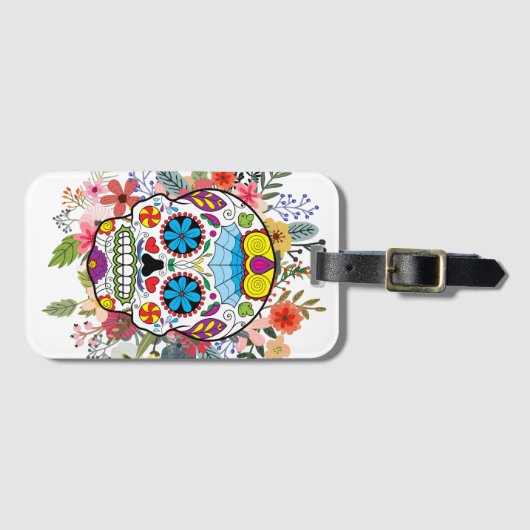 Suikerschedel Dia De Los Muertos Dag van de dood Bagagelabel (Voorkant (horizontaal))