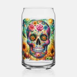 Suikerschedel Dia De Los Muertos Dag van de dood Blikvorm Glas