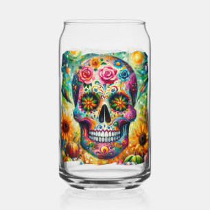 Suikerschedel Dia De Los Muertos Dag van de dood Blikvorm Glas