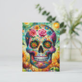 Suikerschedel Dia De Los Muertos Dag van de dood Briefkaart (Staand voorkant)