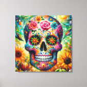 Suikerschedel Dia De Los Muertos Dag van de dood Canvas Afdruk (Voorkant)