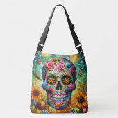 Suikerschedel Dia De Los Muertos Dag van de dood Crossbody Tas (Voorkant)