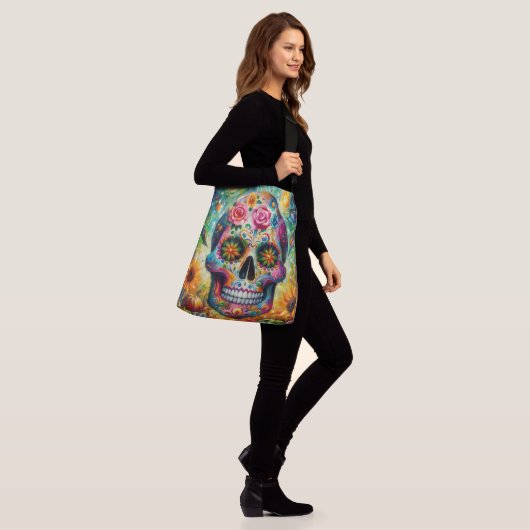 Suikerschedel Dia De Los Muertos Dag van de dood Crossbody Tas (Op model)