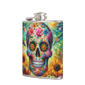 Suikerschedel Dia De Los Muertos Dag van de dood Heupfles (Links)