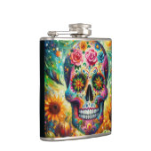 Suikerschedel Dia De Los Muertos Dag van de dood Heupfles (Rechts)