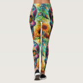 Suikerschedel Dia De Los Muertos Dag van de dood Leggings (Achterkant)