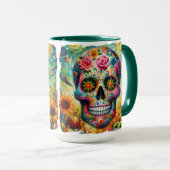 Suikerschedel Dia De Los Muertos Dag van de dood Mok (Voorkant rechts)