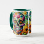 Suikerschedel Dia De Los Muertos Dag van de dood Mok (Voorkant links)