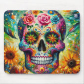 Suikerschedel Dia De Los Muertos Dag van de dood Muismat (Voorkant)