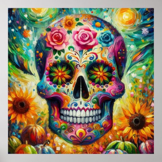 Suikerschedel Dia De Los Muertos Dag van de dood Poster (Voorkant)