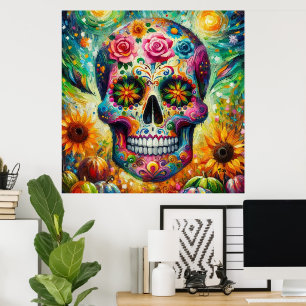 Suikerschedel Dia De Los Muertos Dag van de dood Poster