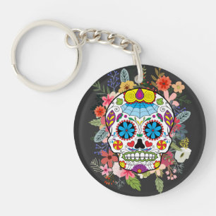 Suikerschedel Dia De Los Muertos Dag van de dood Sleutelhanger