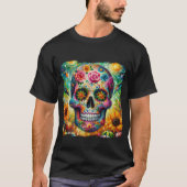 Suikerschedel Dia De Los Muertos Dag van de dood T-shirt (Voorkant)