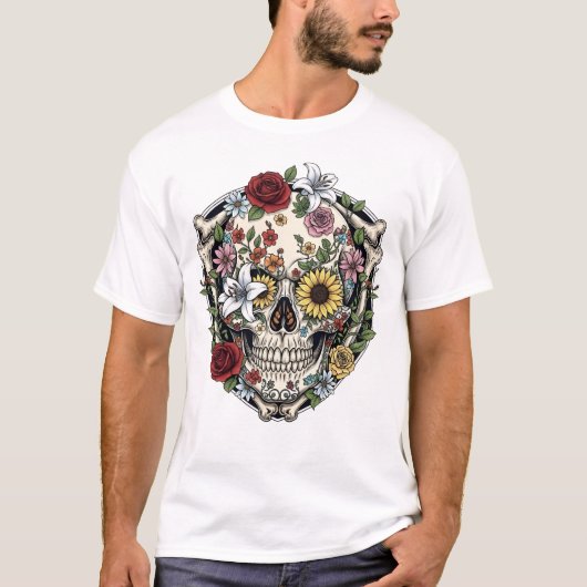 Suikerschedel Dia De Los Muertos Dag van de dood T-shirt (Voorkant)