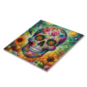 Suikerschedel Dia De Los Muertos Dag van de dood Tegeltje (Zijkant)