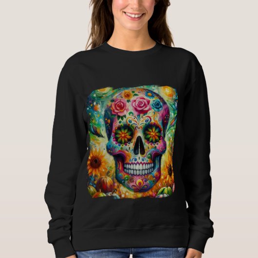 Suikerschedel Dia De Los Muertos Dag van de dood Trui (Voorkant)